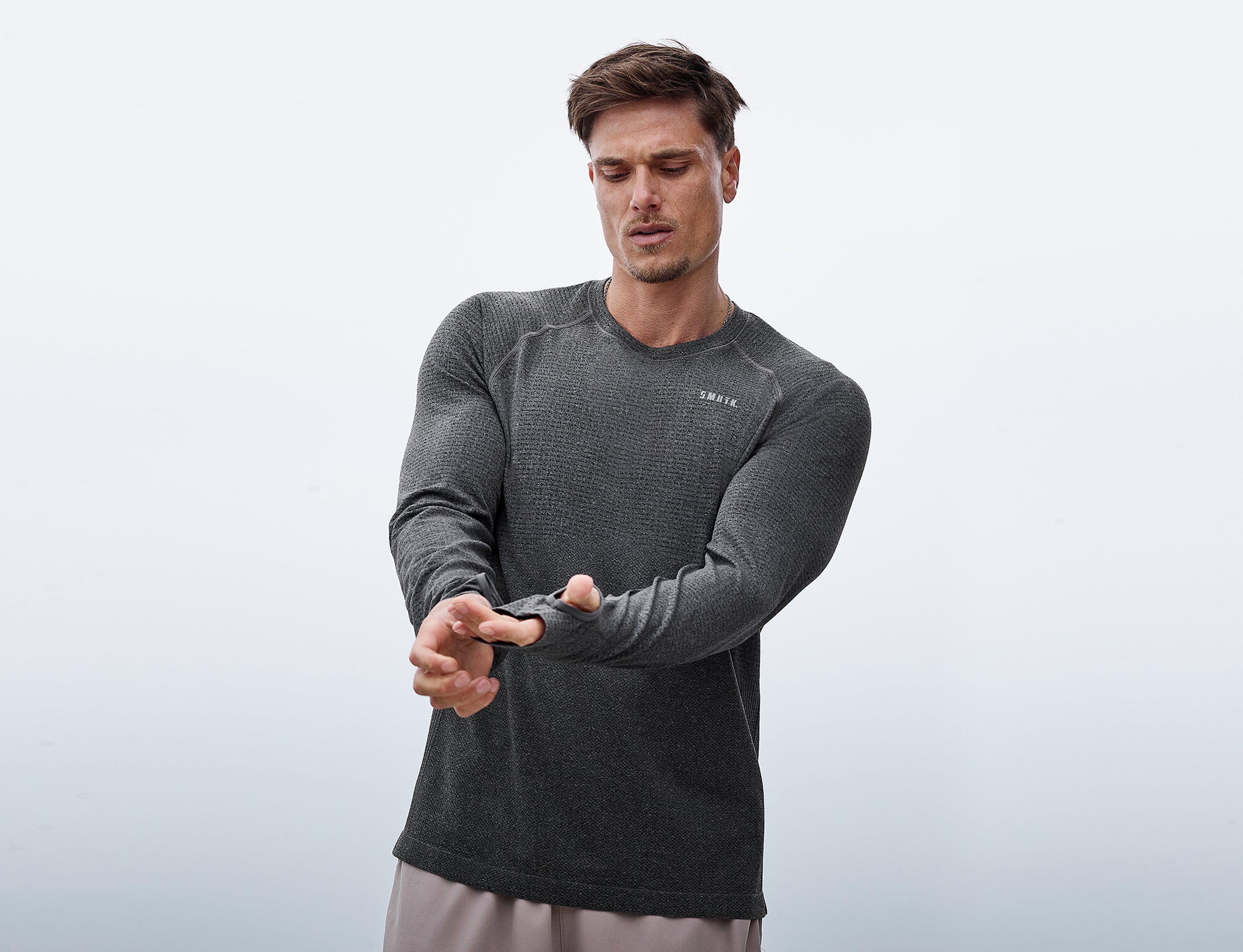 SMRTK Long Sleeve Performance Tee - Graphite