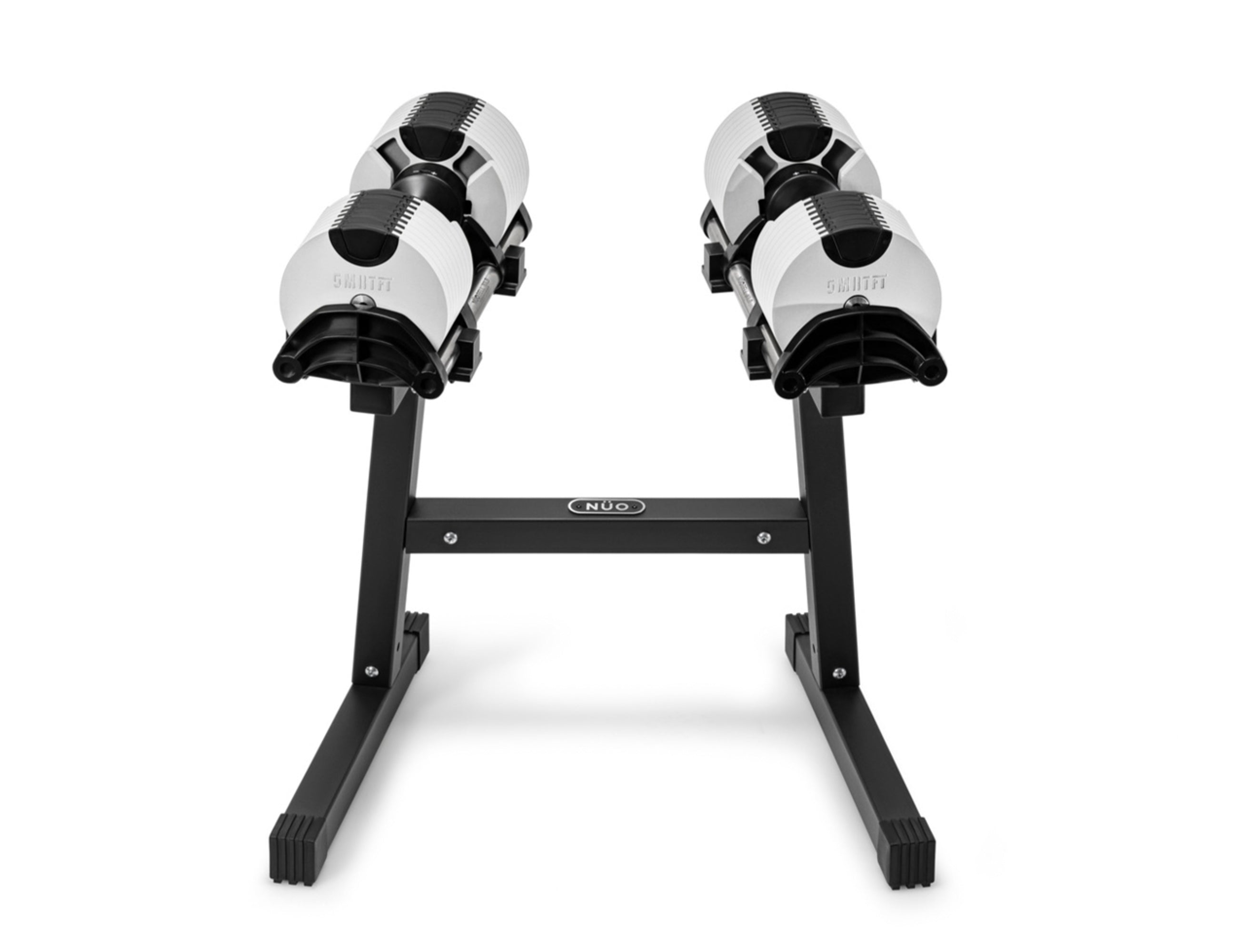 The World's Smartest Adjustable Dumbbells with Black Nüobell Stand By SMRTFT